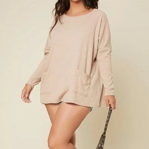 front pocket long sleeve sweater top